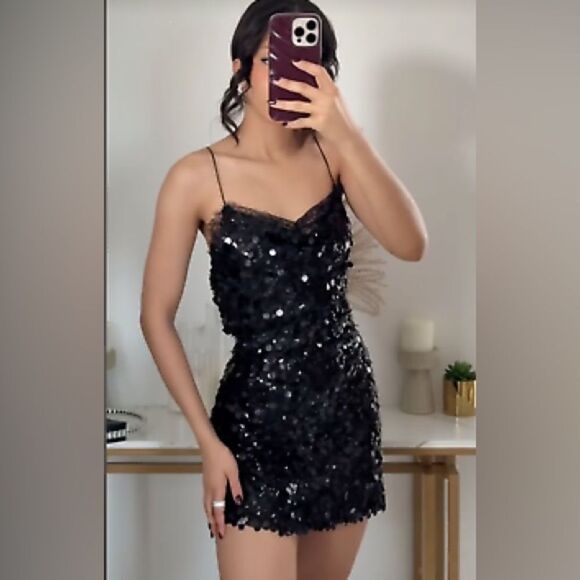 Zara lace sequin mini dress - Picture 4 of 9